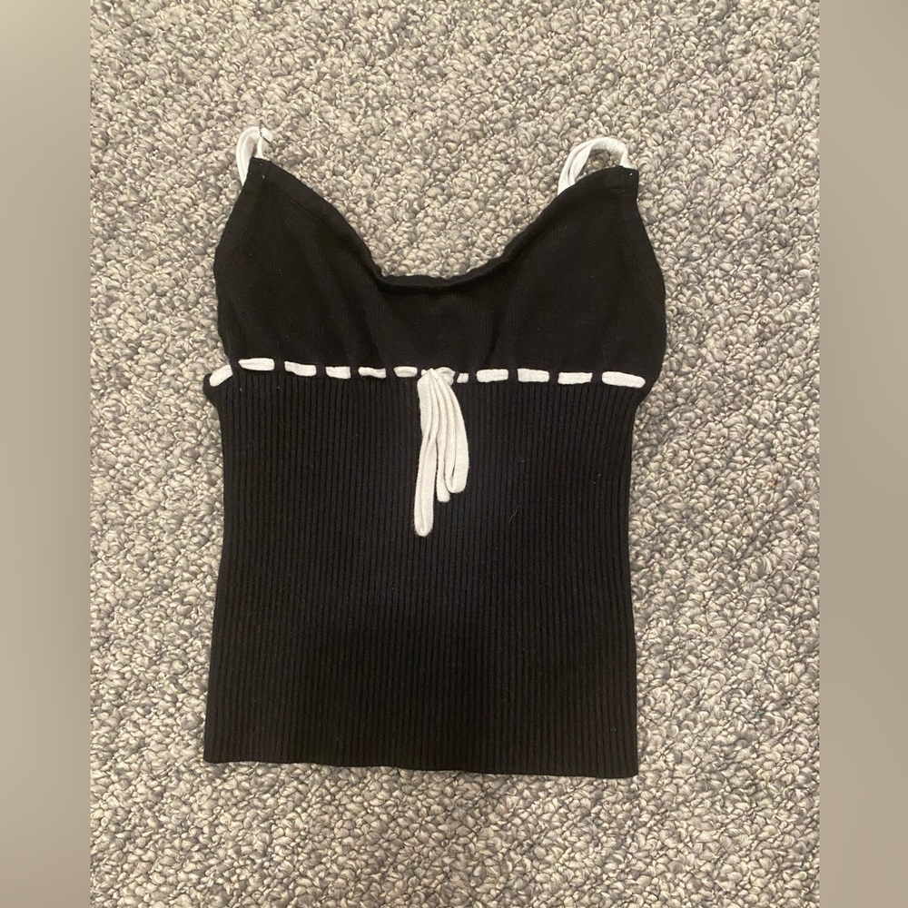 Edikted Black and White Ribbed Camisole Top